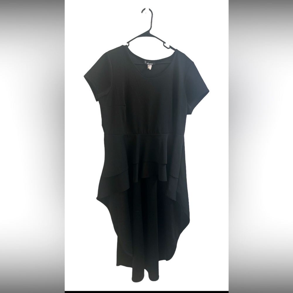 Plus Size Women's All Black Hi-Low Peplum Top Size 3X‎